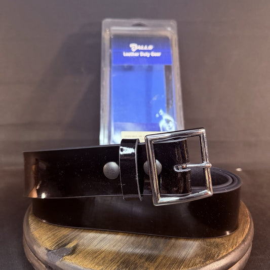 Galls Garrison Belt Size 54” Hi-Gloss Black Leather 1.75" Nickel Buckle LP1213