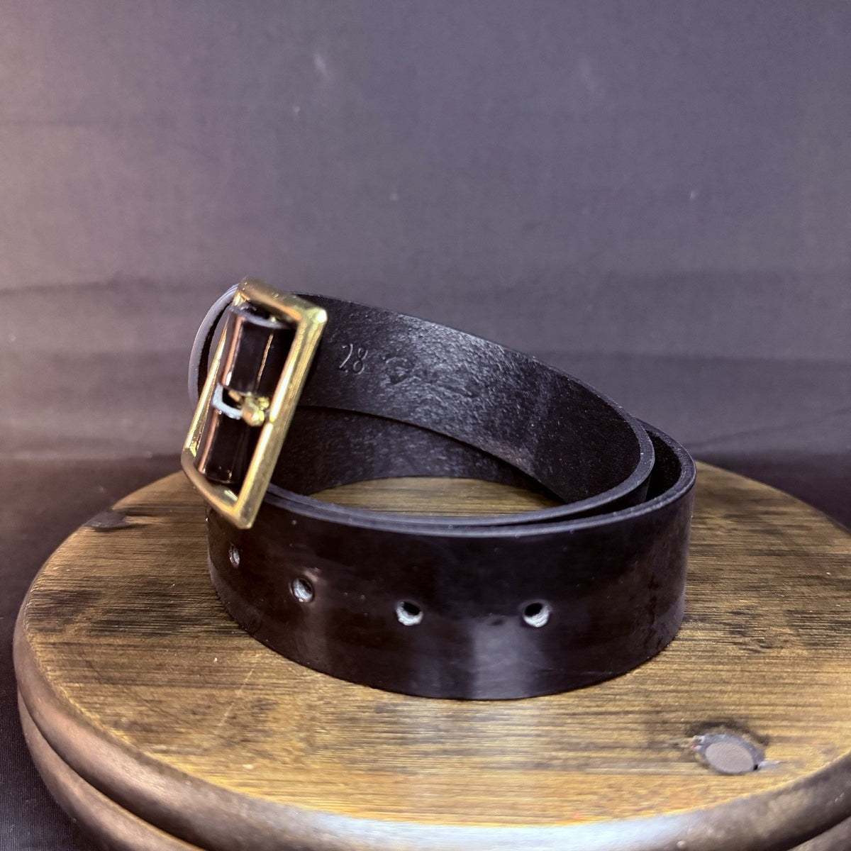 Galls USA Garrison Belt Size 28" Hi-Gloss Black Leather 1.5" Brass Buckle 1237