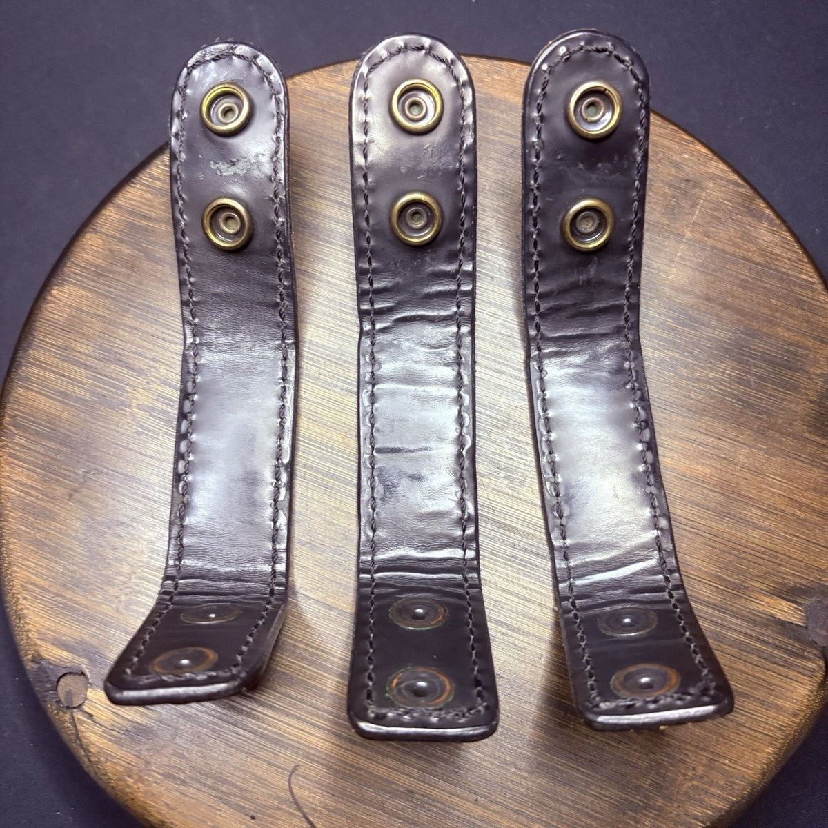 Thick Leather Duty Belt Keepers 3 With Hidden Double Snaps Black Basketweave