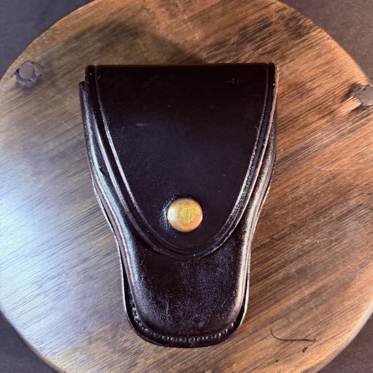 Don Hume Handcuff Case Brass Snap Plain Black Leather Model C303