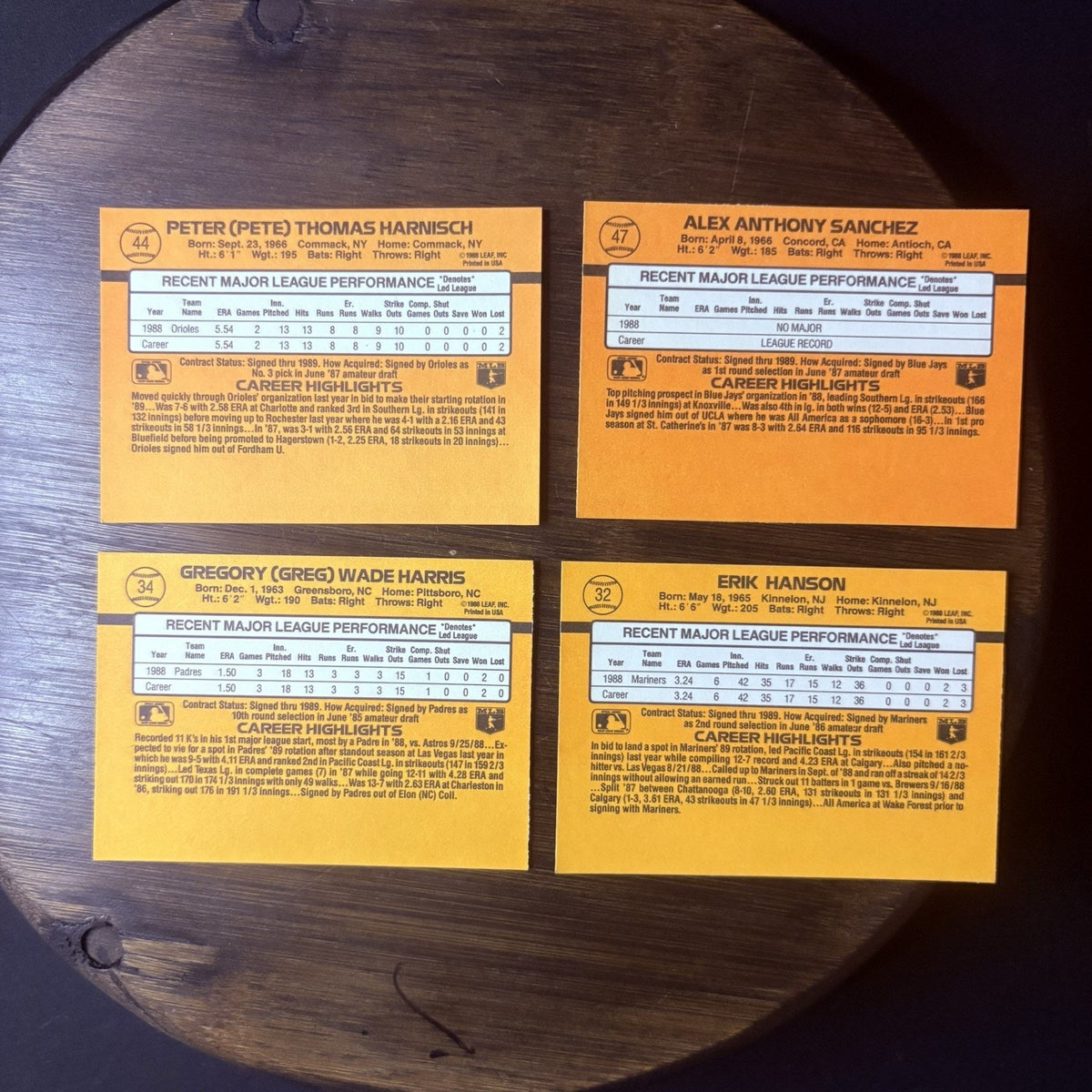 1989 Donruss Rated Rookies High Grade MLB Trading Card Lot Of (4)