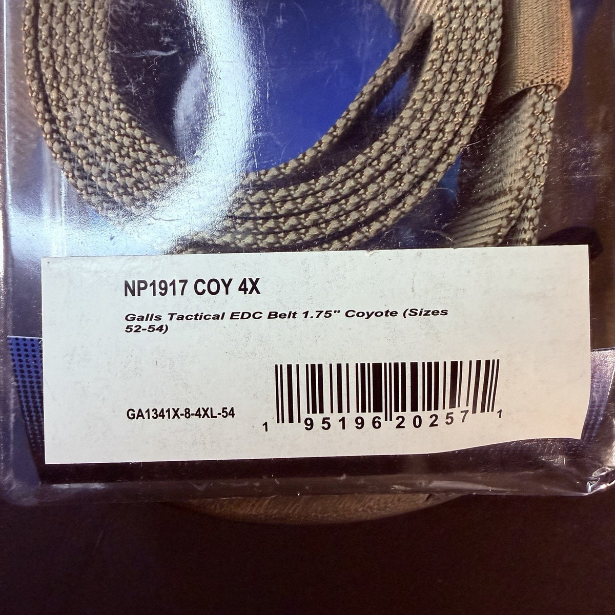 Galls Tactical EDC Belt Size 52"-54" 4X Coyote Nylon 1.75" Wide