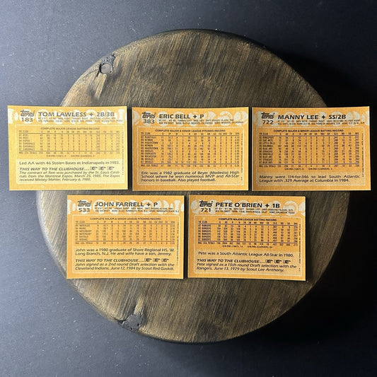 1988 Topps High Grade Cards #183, #383, #722, #533, #721 MLB Baseball (Lot Of 5)