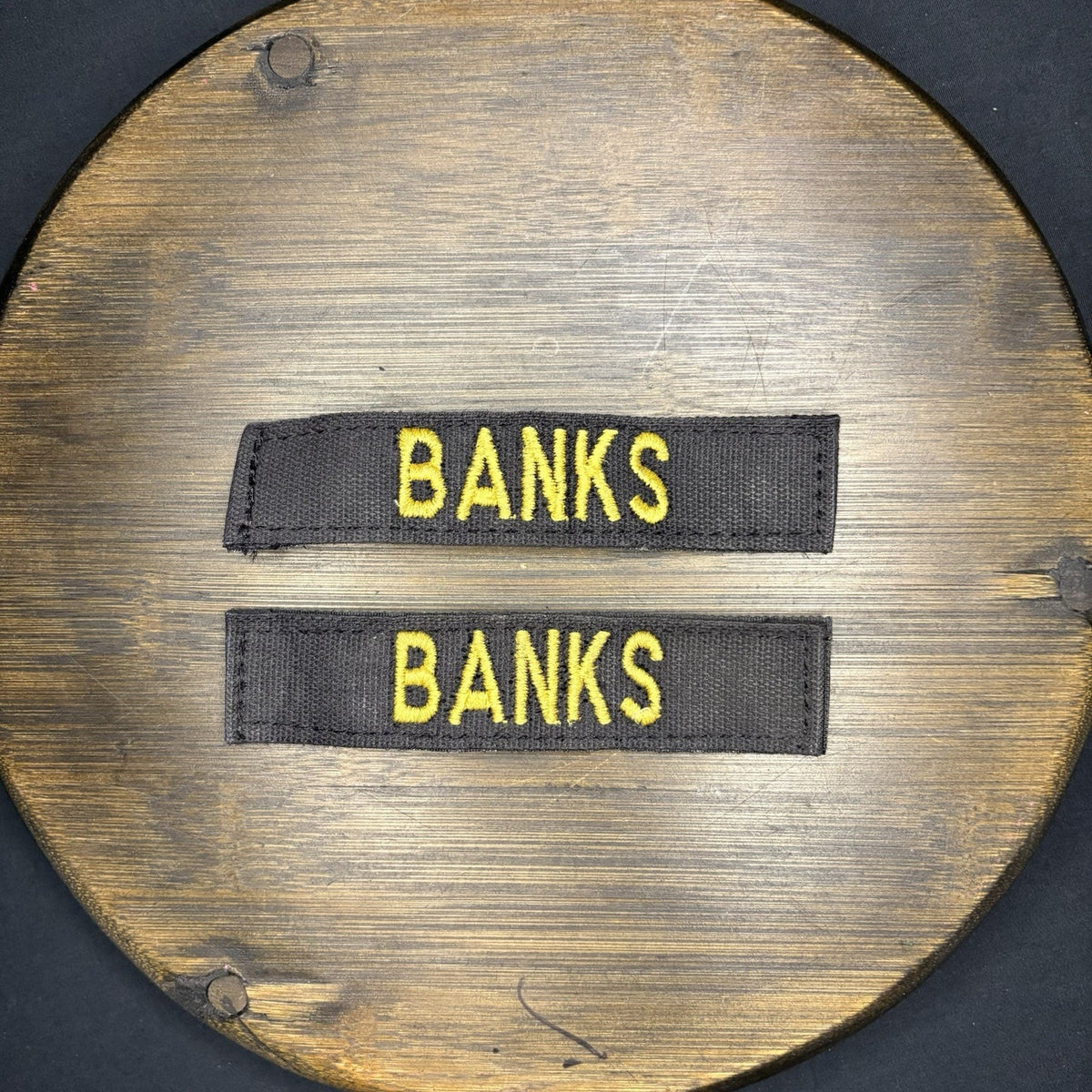 Name Identifier Patch "BANKS" Hook Backed 5" Lot Of 2 Black And Yellow