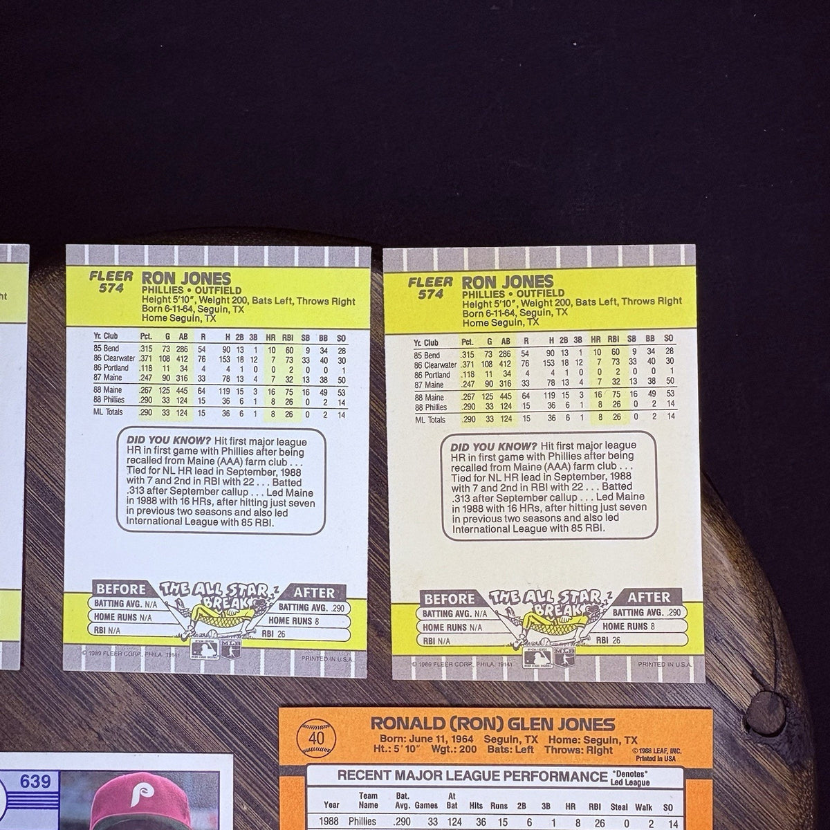 Ron Jones (Lot Of 7) Rated Rookie Cards, Donruss, Fleer, Score #574, #40, #639