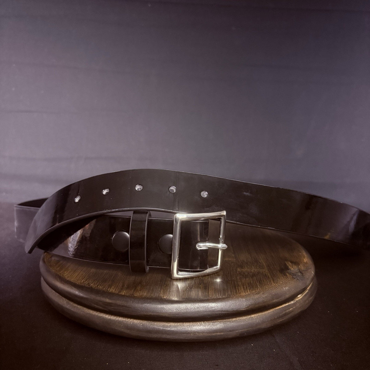 Galls Garrison Belt Size 58" USA Hi-Gloss Black Leather 1.5" Wide Nickel Buckle