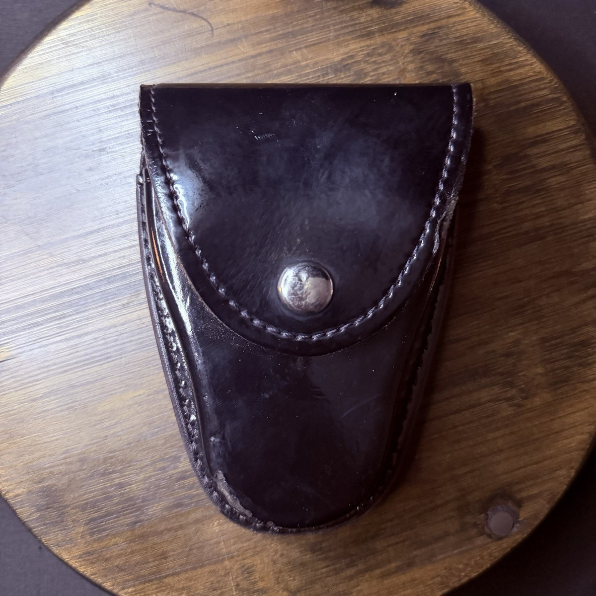 Gould & Goodrich Handuff Case Black High Gloss Leather Nickle Snap H80