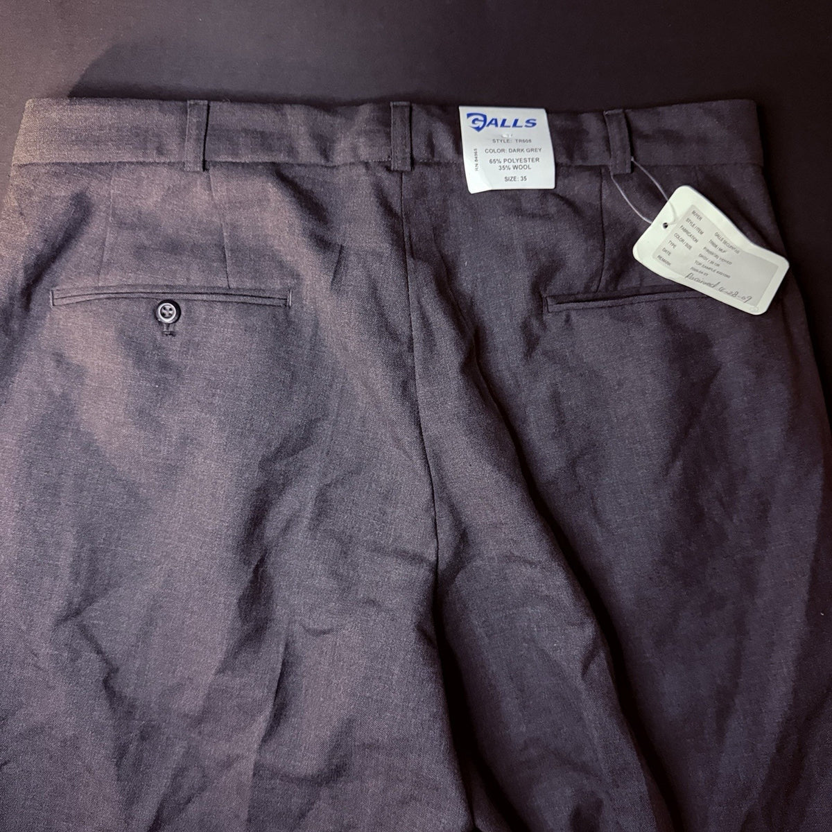Galls Service Dress Pants Size 35 Unhemmed Dark Grey Class A Uniform TR608