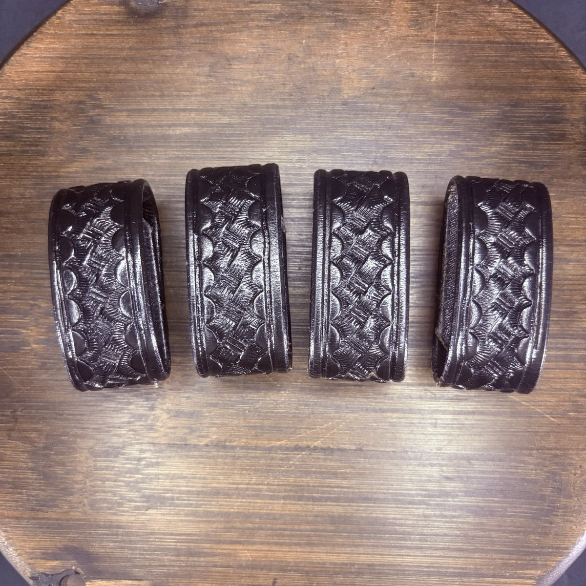 Duty Belt Keeper Basketweave Leather Chrome Double Snaps 7.25” (Lot of 4)