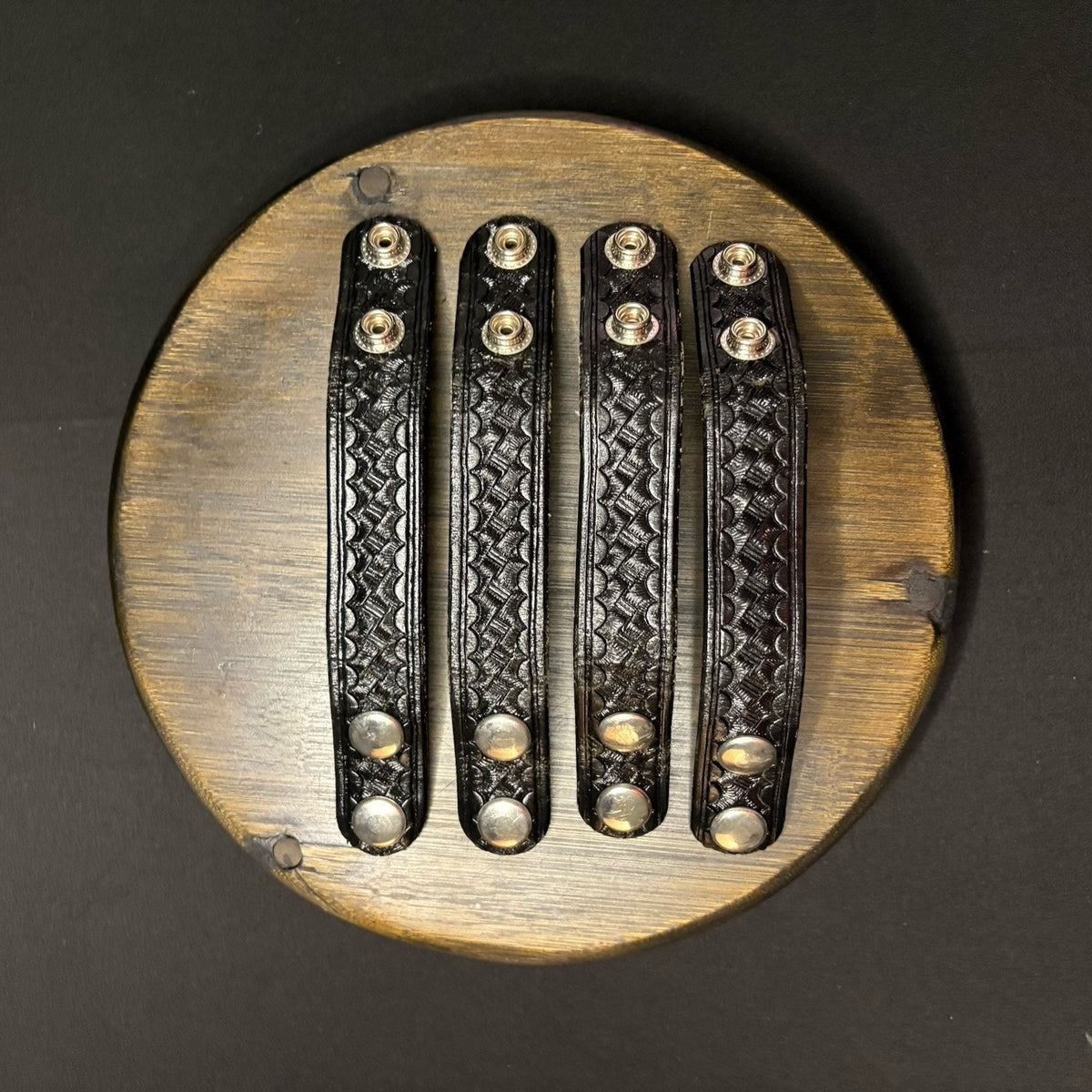 Duty Belt Keeper Basketweave Leather Chrome Double Snaps 7.25” (Lot of 4)