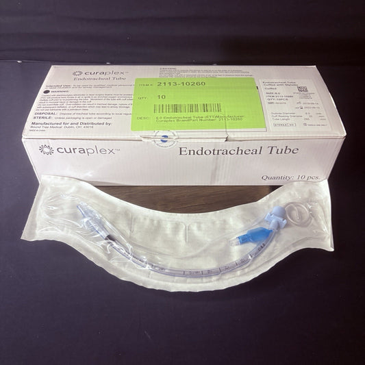 Sterile Endotracheal Tube 6.0 mm w/Cuff (Pack Of 2) Individually Packaged Sealed