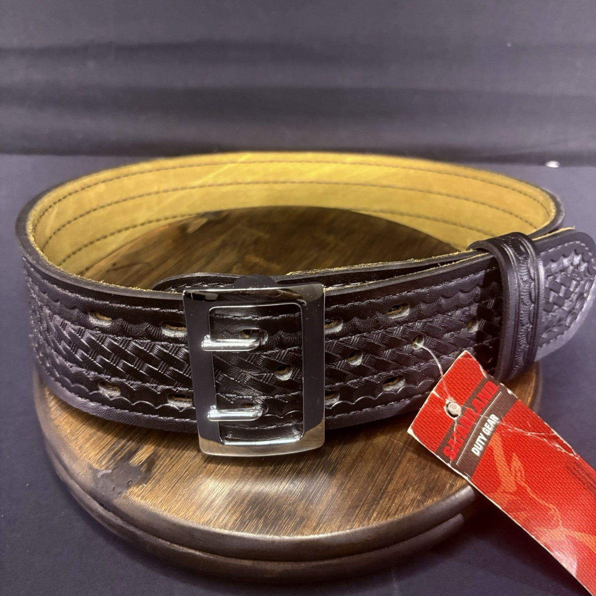Safariland Model 87 Duty Belt - Size 30" - Sued Lined Basketweave - Black/Chrome