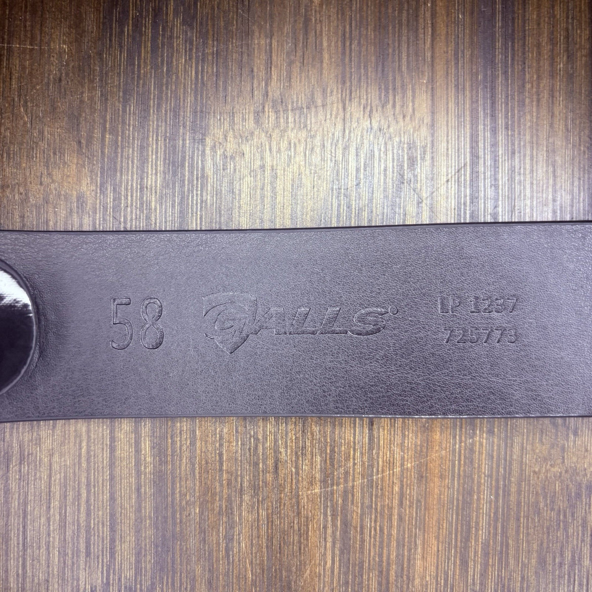 Galls Garrison Belt Size 58" USA Hi-Gloss Black Leather 1.5" Wide Nickel Buckle