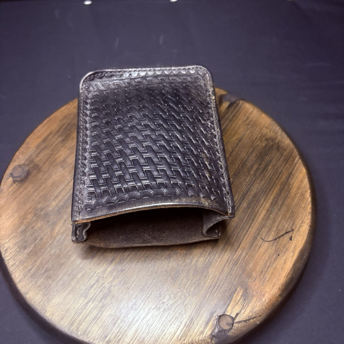 Ballard's Leather Co. Open Top Pouch w/Belt Loop Basket Weave 4"x 5"