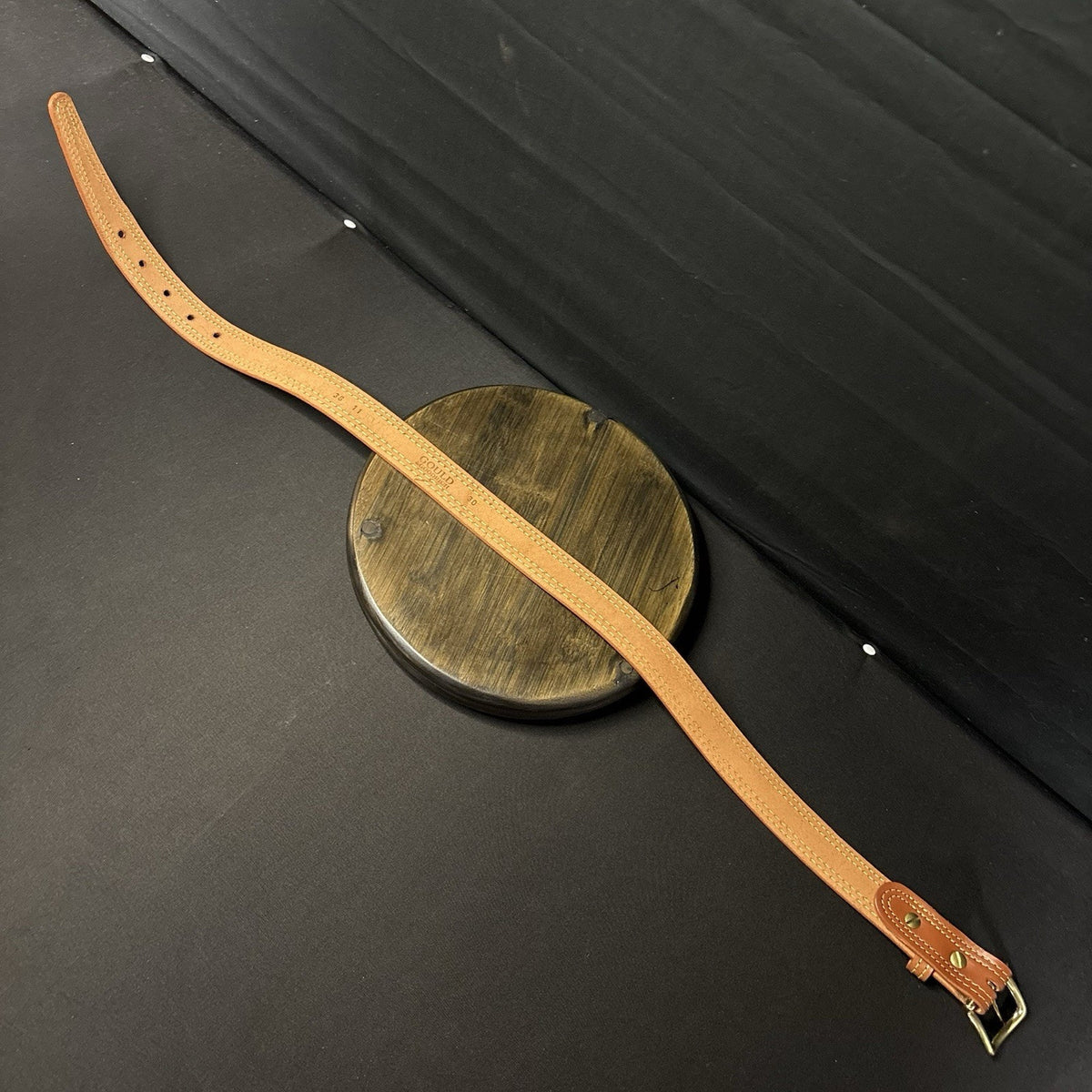 G&G Reinforced Shooter's Belt Size 30" Long 1.50" Wide, Chestnut Brown Gold Line