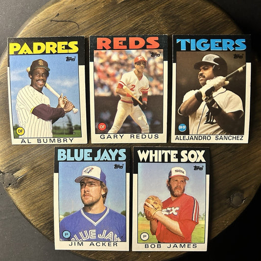 1986 Topps High Grade Cards #583, #342, #563, #569, #467 MLB Baseball (Lot Of 5)