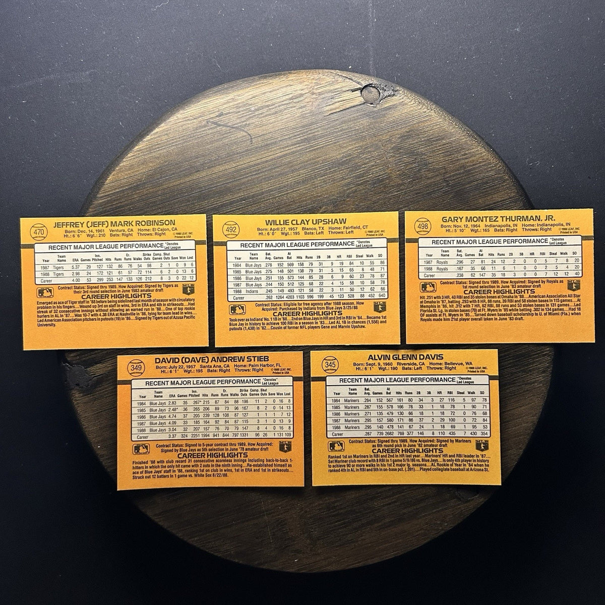 Donruss 1989 High Grade #470, #492, #498, #349, #345 MLB Baseball (Lot Of 5)