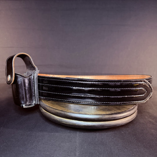 Don Hume Duty Belt Size 40" Black High Gloss Leather B120 w/Mace Pouch 2.25"
