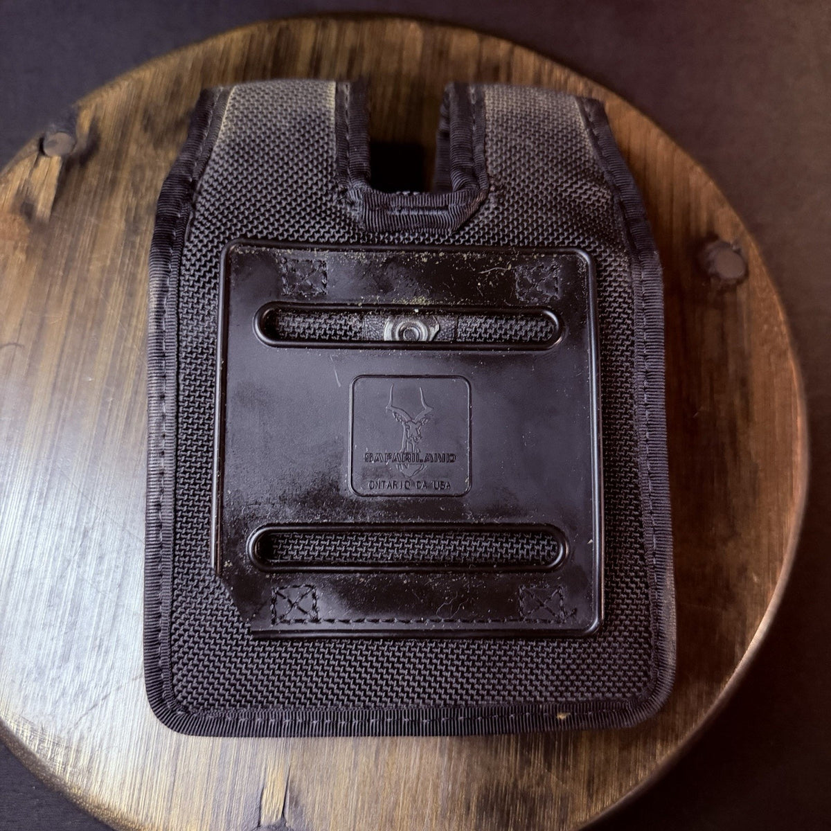 Safariland Double Pistol Magazine Pouch Black Nylon 2.25" Loop Black Snaps 4110