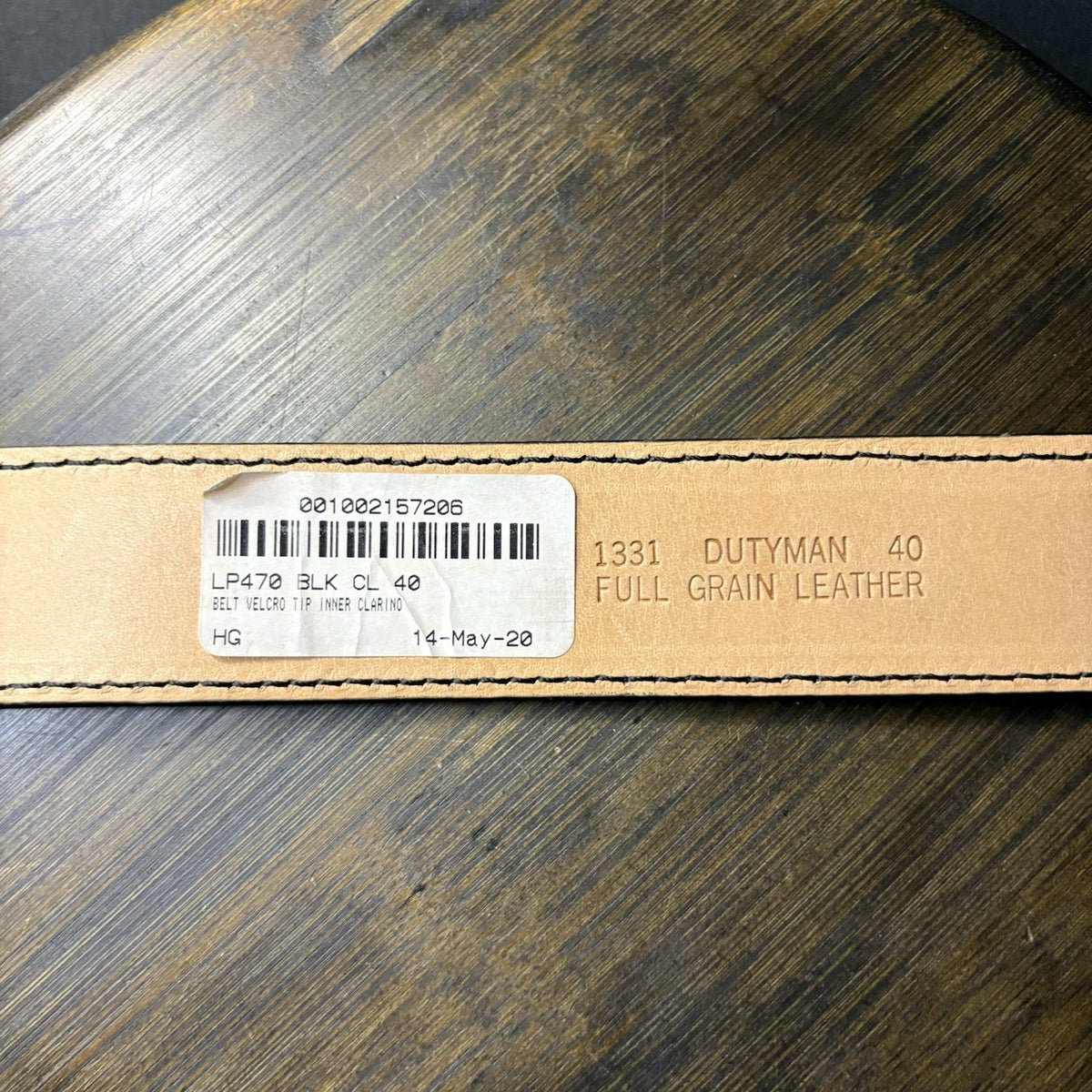 DutyMan Duty Belt Size 40" Plain Black Hi-Gloss Leather 1.5" Wide 1331