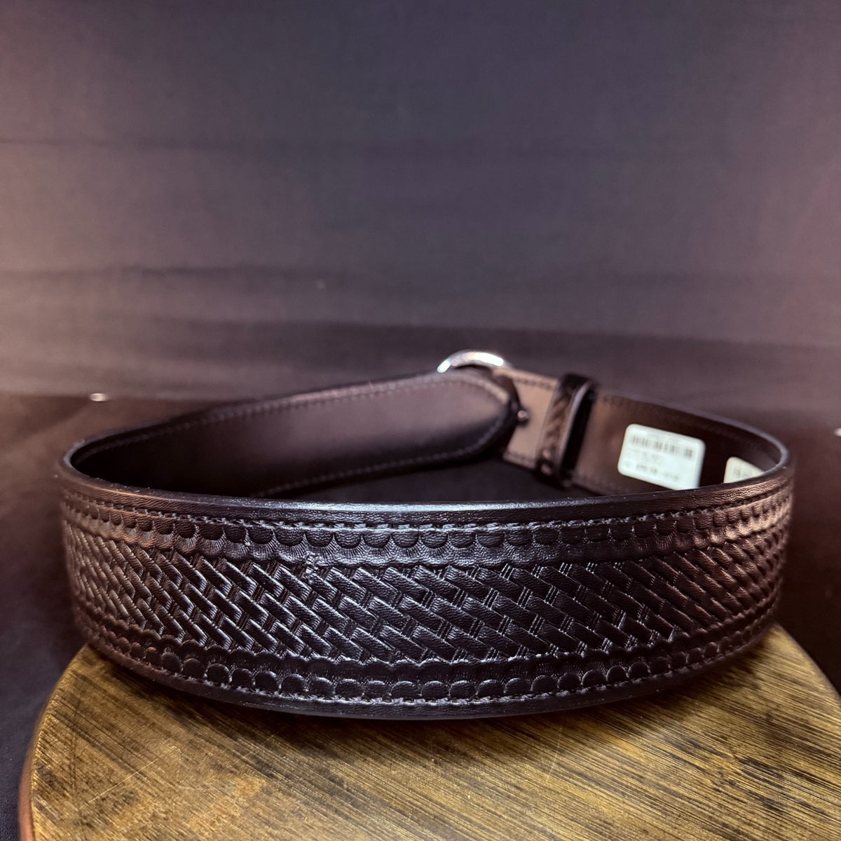 Aker River Belt Size 30" Black Basketweave Leather Duty Work Belt 2.25" Wide
