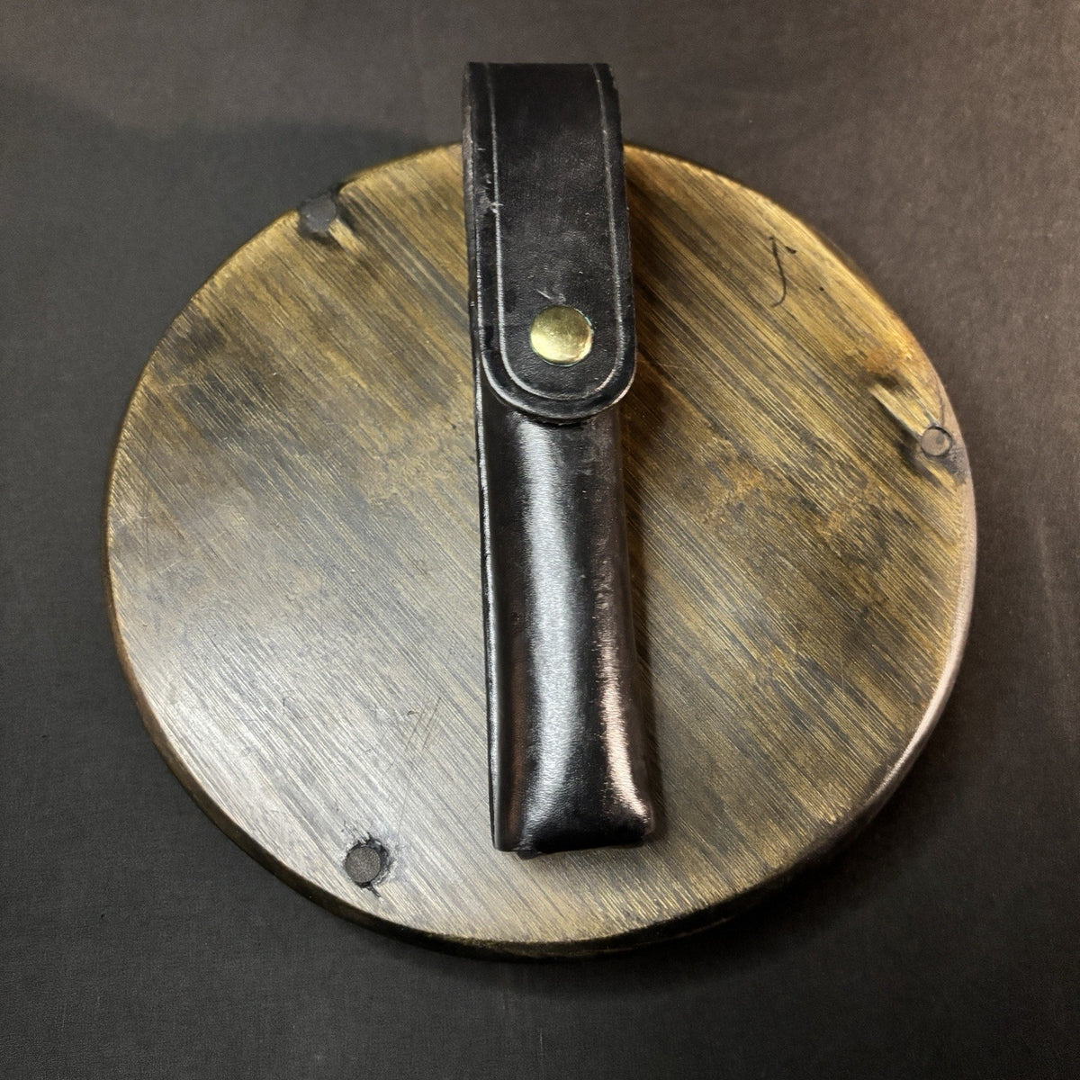 AKER Stinger LED Flashlight Case 8" Duty Holder Plain Black Leather Brass 556