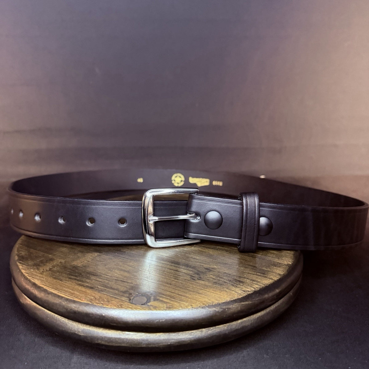 Boston Leather Garrison Belt Size 38" Plain Black 1.5", Nickel Buckle 6582 USA