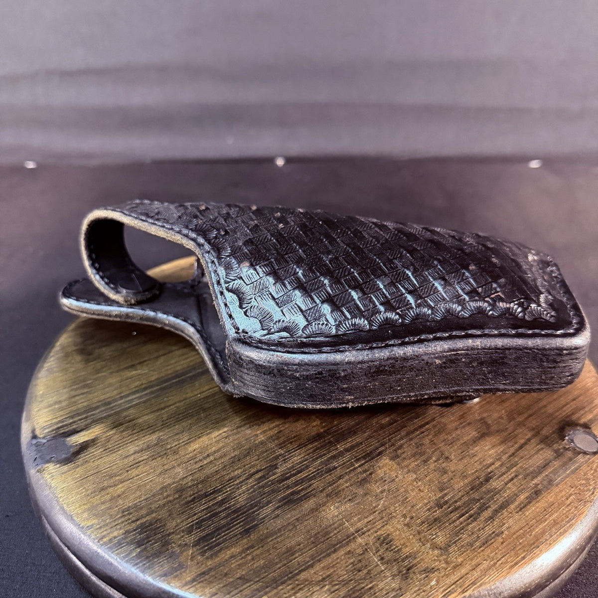 Don Hume X26 Taser Holster RH OWB Leather Basketweave 2.25" Belt Loop USA Made