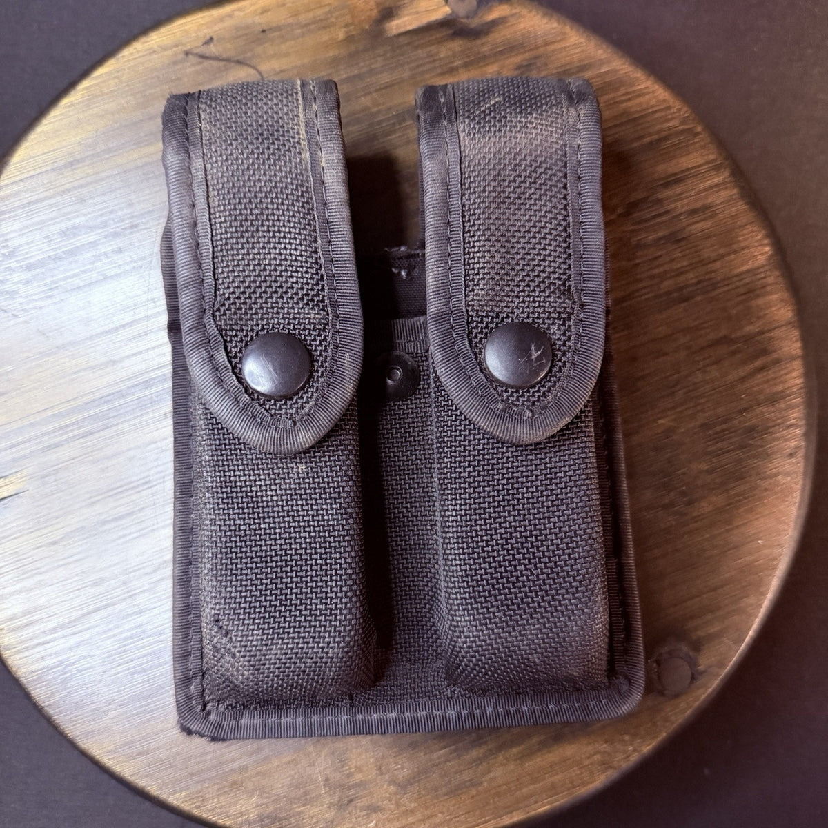 Safariland Double Pistol Magazine Pouch Black Nylon 2.25" Loop Black Snaps 4110