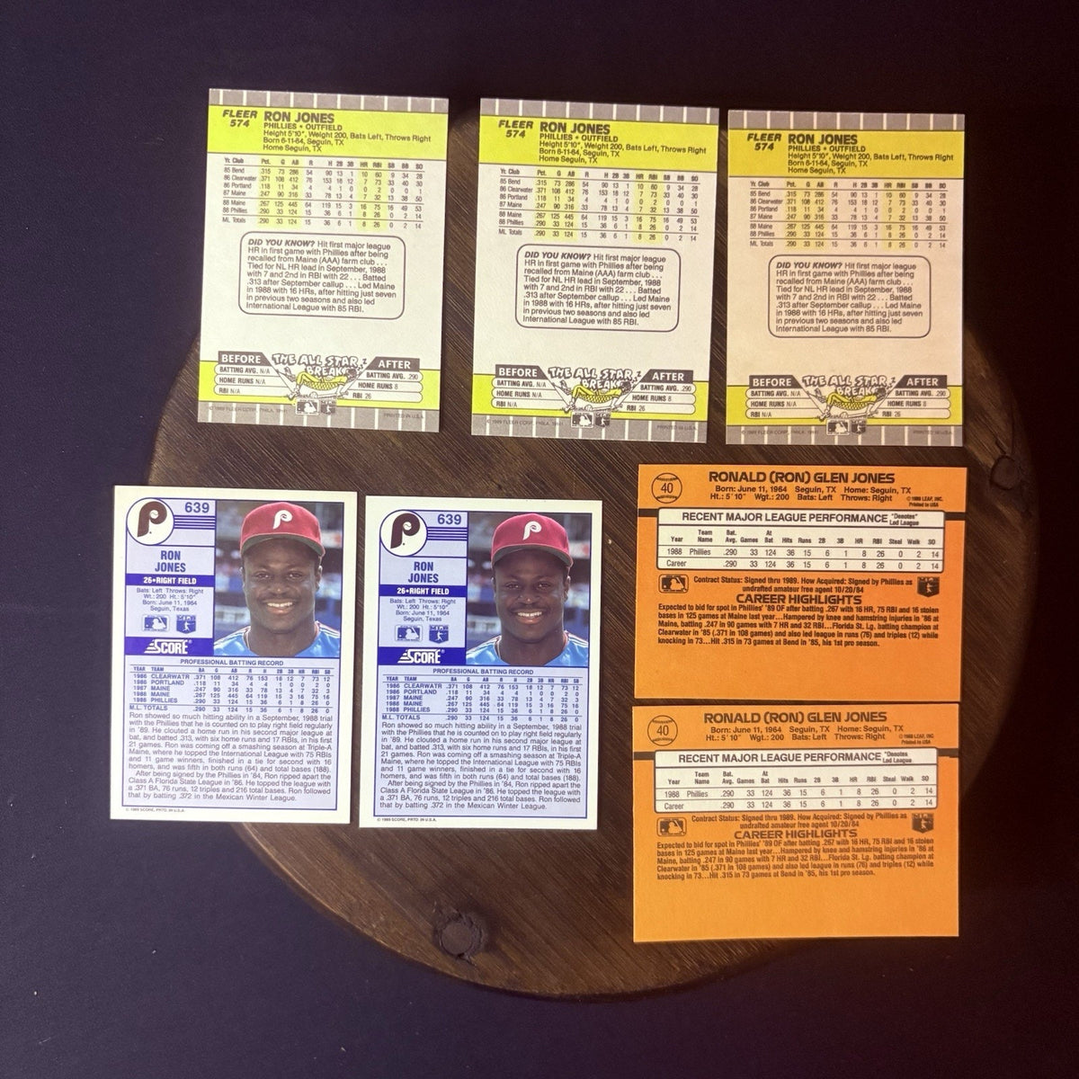 Ron Jones (Lot Of 7) Rated Rookie Cards, Donruss, Fleer, Score #574, #40, #639