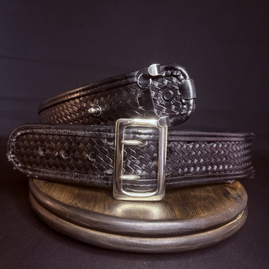 Bianchi Duty Belt (Size 34-36 ") Waist AccuMold Black Basket Weave Leather