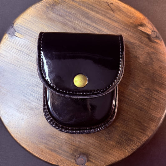 Don Hume Leather Handcuff Case Duty Pouch Hi-Gloss Black Brass Snap C304