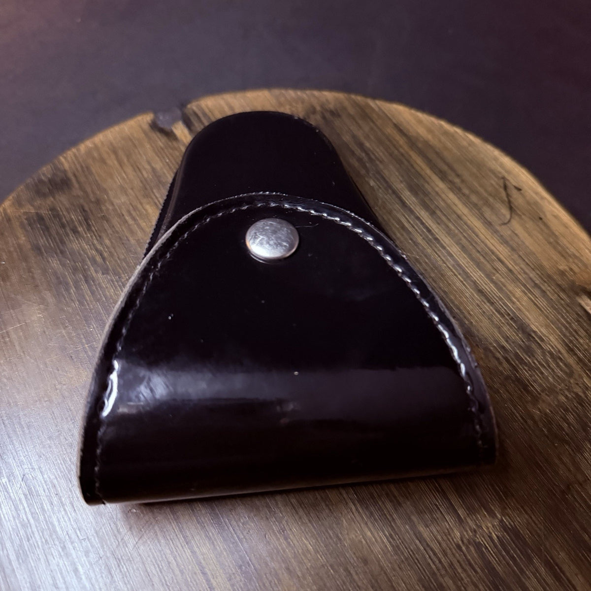 Gould & Goodrich Handuff Case Black High Gloss Leather Nickle Snap H71CL