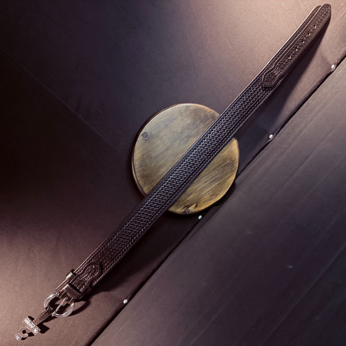 Aker River Belt Size 30" Black Basketweave Leather Duty Work Belt 2.25" Wide