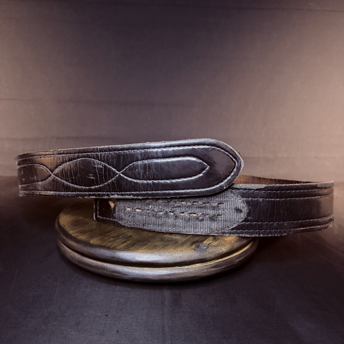 Duty Belt Black Plain Leather Size 48" Hook And Loop Closure 2.25" Wide