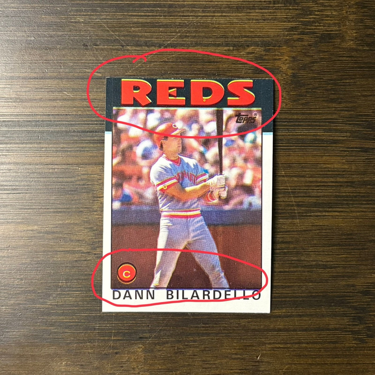 Dann Bilardello Cincinnati Reds 1986 Topps #253 ERROR Card See Photos