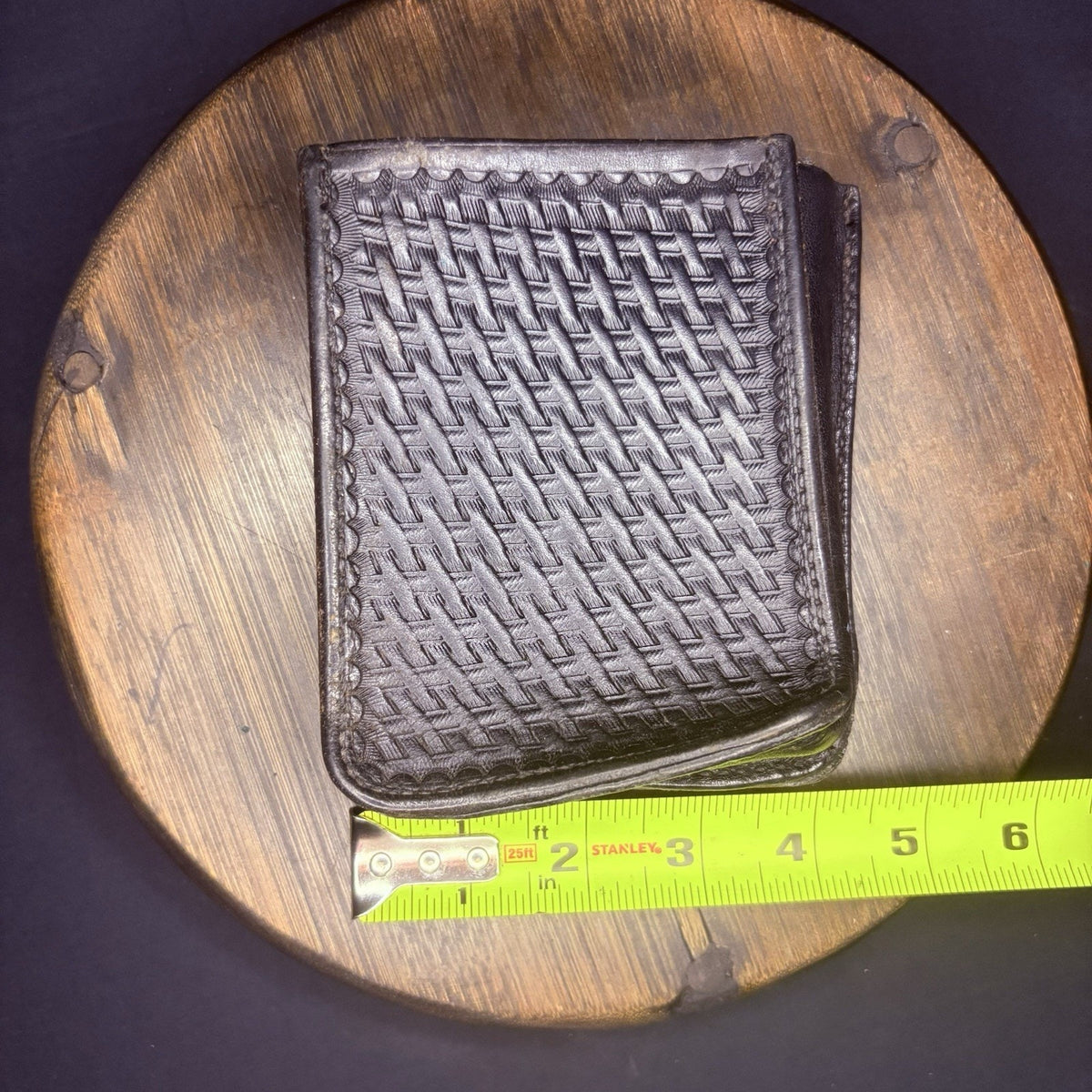 Ballard's Leather Co. Open Top Pouch w/Belt Loop Basket Weave 4"x 5"