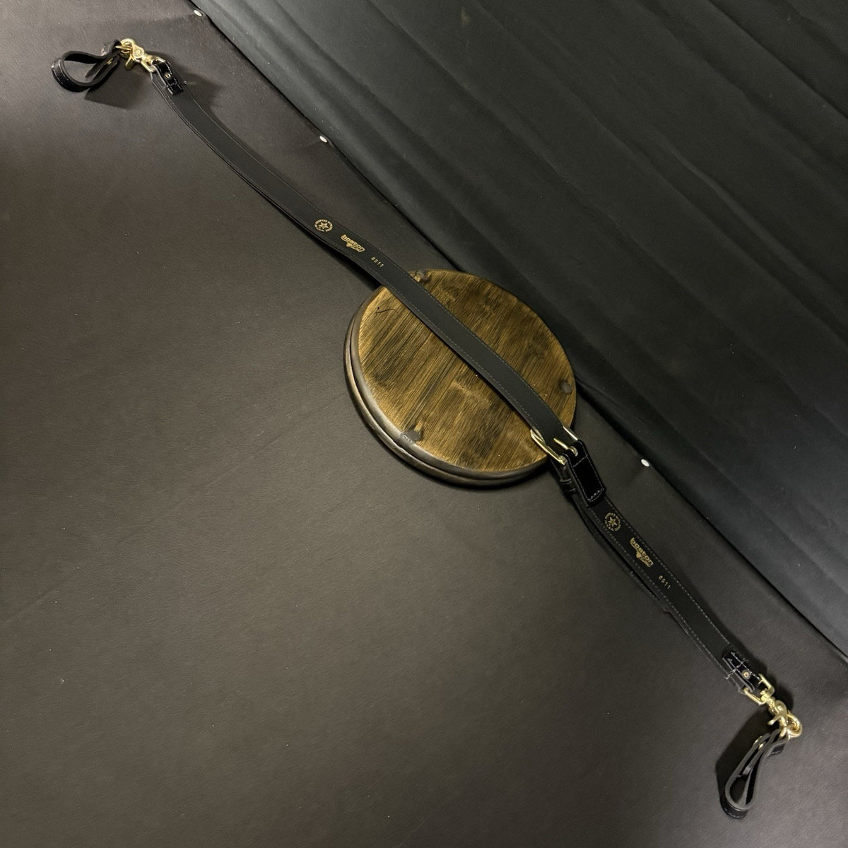Boston Leather Sam Browne Shoulder Strap Black Hi-Gloss Brass Rings Model 6511