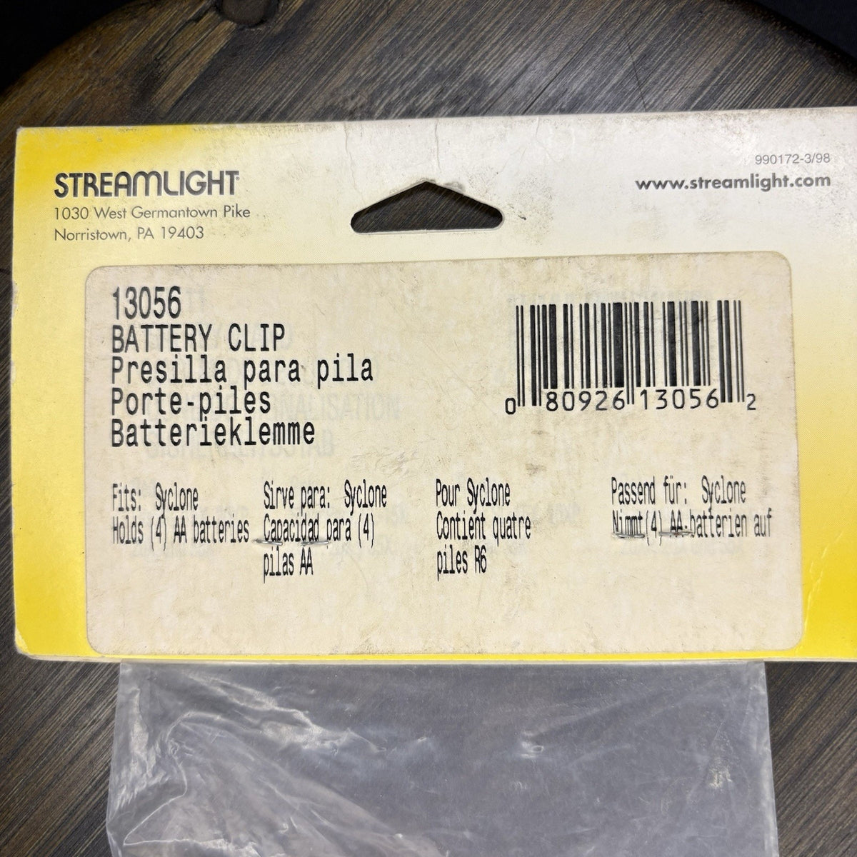 Streamlight Syclone Flashlight Battery Clip 13056 Holds 4 AA Batteries