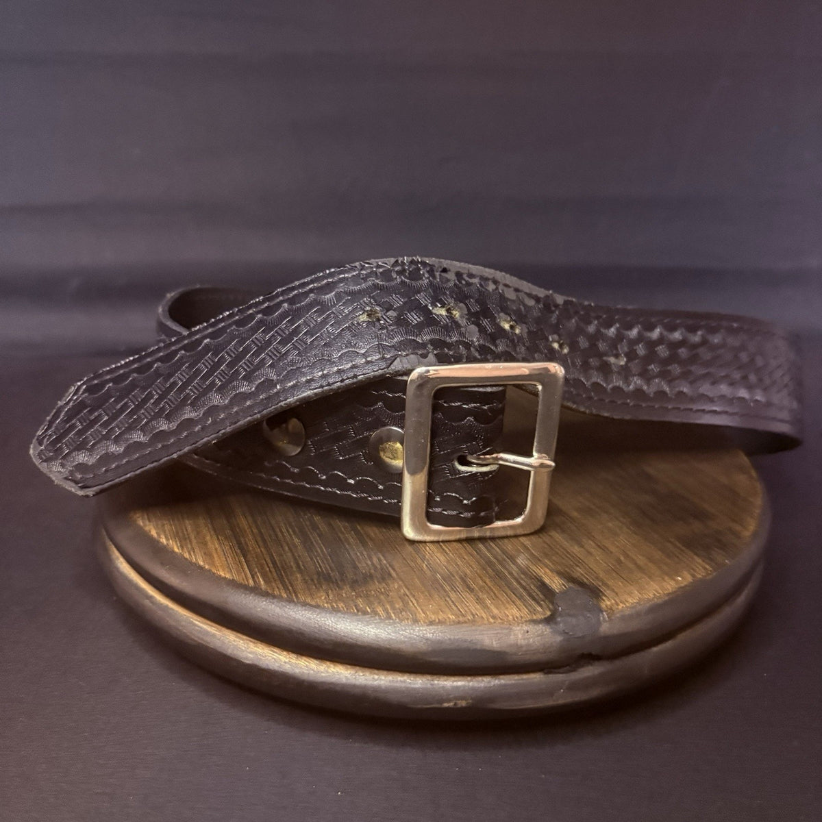 Duty Belt Size 28" Waist Black Basketweave Chrome Buckle