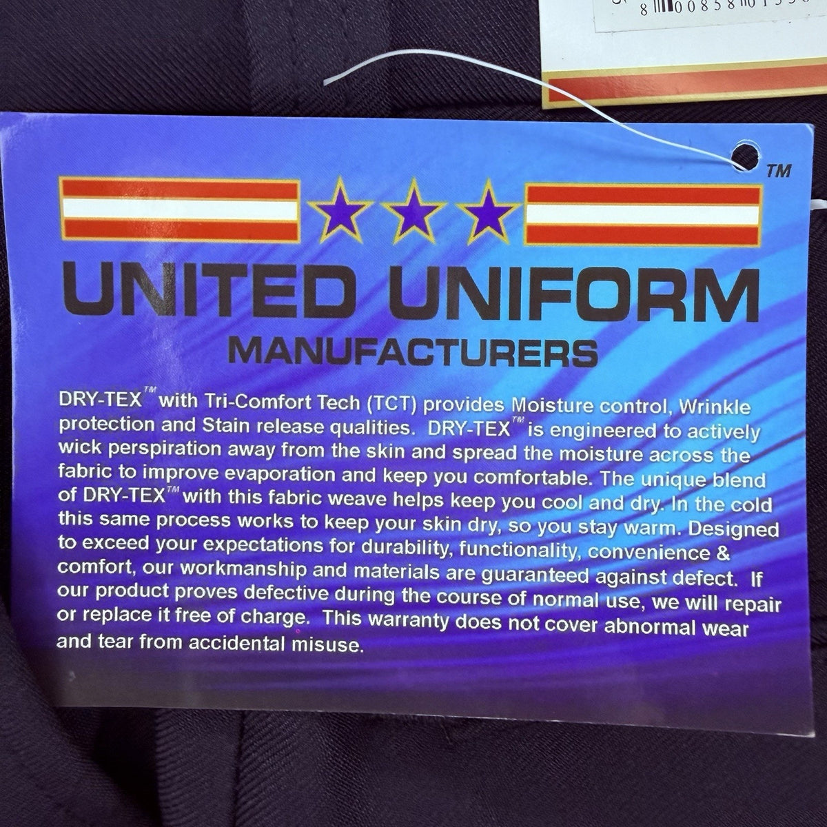 United Uniform Class A Pants Size 28" Polyflex Trousers Unhemmed 4 Pockets NEW