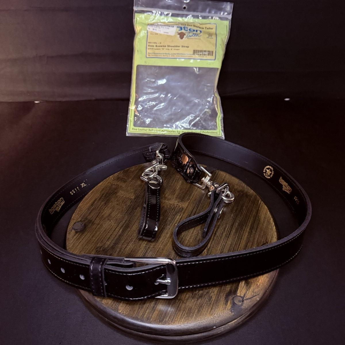 Boston Leather Duty Belt Shoulder Strap Size XL Hi-Gloss Leather, Nickel 6511XL