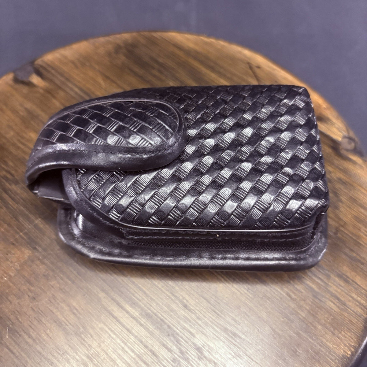 TUFF Leather Utility Recorder, Phone, Camera Pouch Basketweave w/Belt Clip