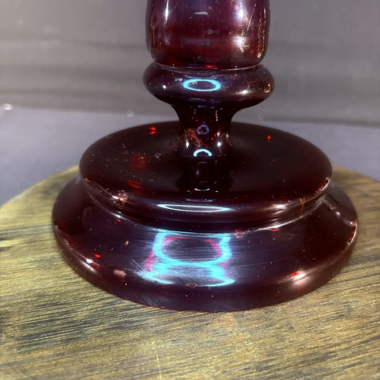 19th Century Bohemian Ruby Glass Mantle Luster 1860-1880 12" Tall 6" Diameter