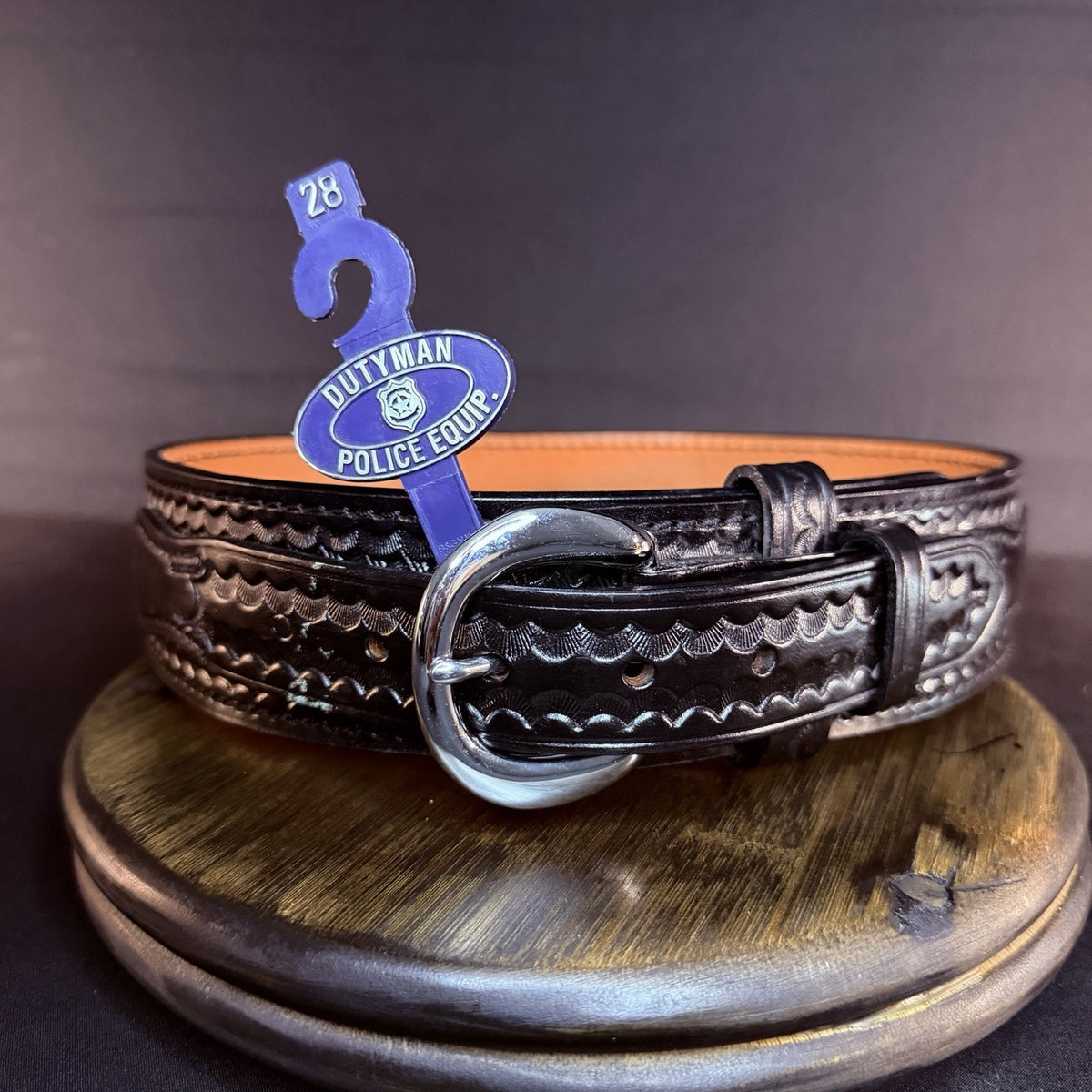 Dutyman River Belt Size 30" Basketweave 2.25" Black Leather Nickle Buckle 1121