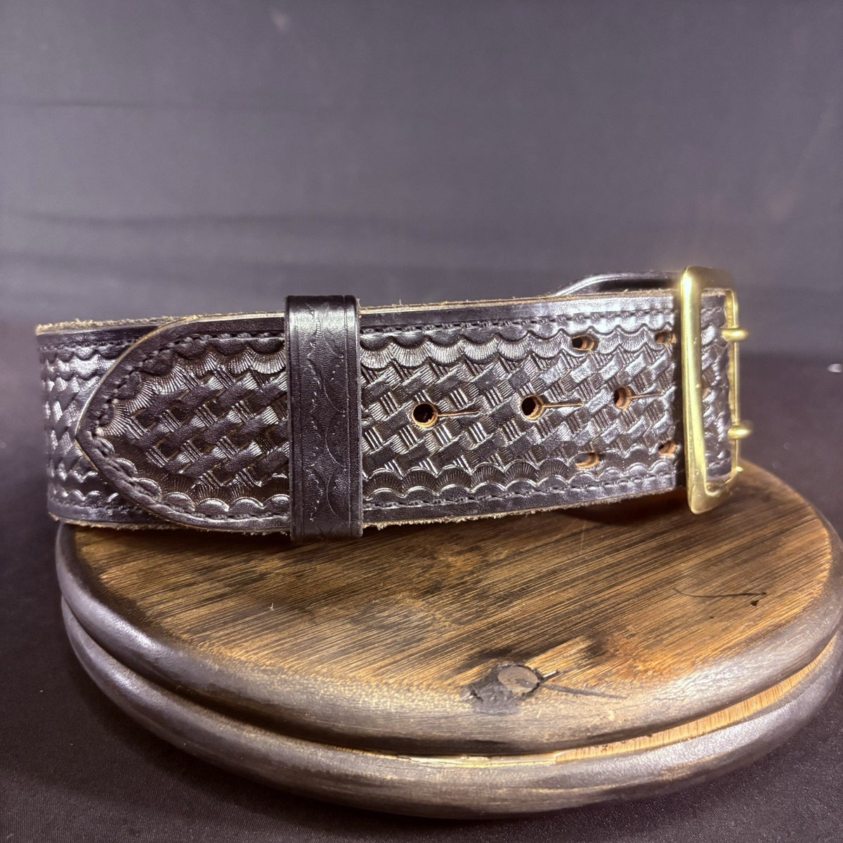 Tex Shoemaker Duty Belt Size 28" BRAND NEW EXTREMELY RARE Basketweave, Brass