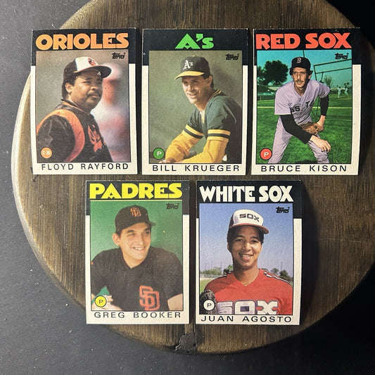 1986 Topps High Grade Cards #623, #58, #117, #429, #657 MLB Baseball (Lot Of 5)