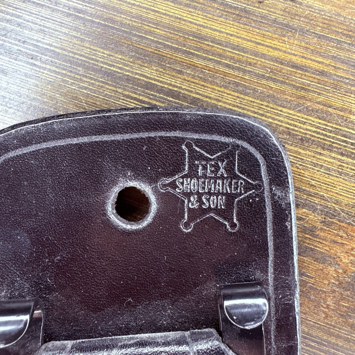 Tex Shoemaker Duty Belt Size 28" Basketweave Leather 2.25" Wide, Nickel Buckle
