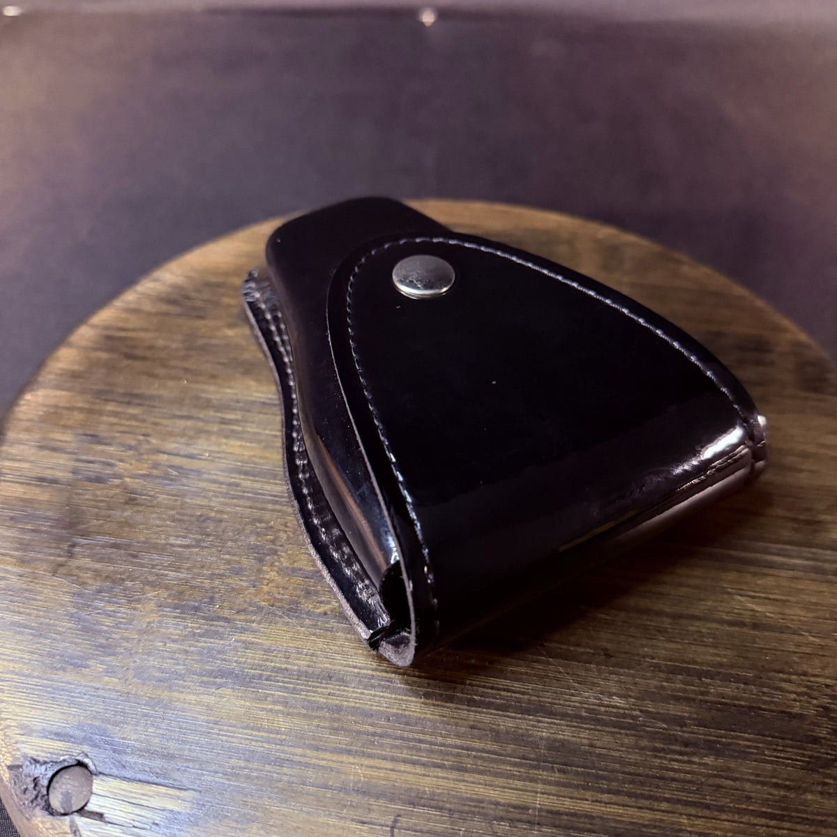 Gould & Goodrich Handuff Case Black High Gloss Leather Nickle Snap C303