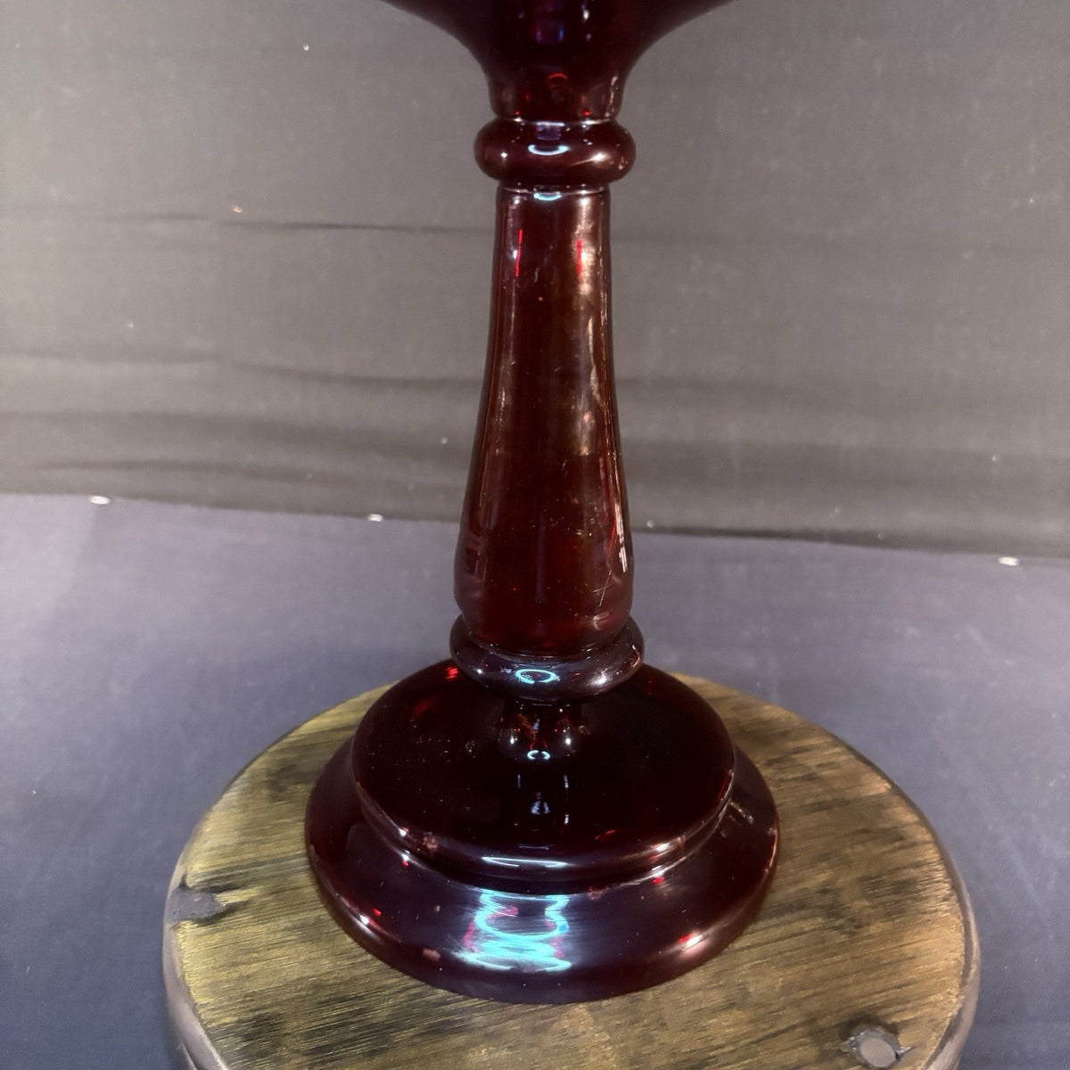 19th Century Bohemian Ruby Glass Mantle Luster 1860-1880 12" Tall 6" Diameter
